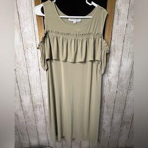 NWT Emma & Michele Tan Off The Shoulder Midi Dress Large